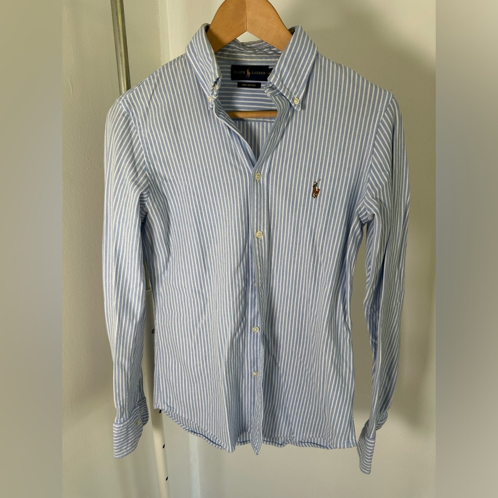 Ralph Lauren stripped shirt blue and white size Medium